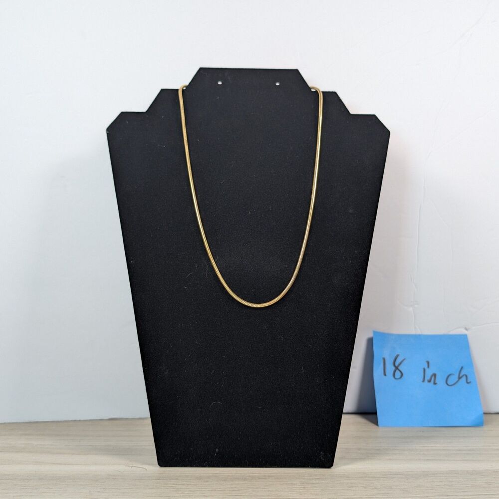 18" Gold Tone Snake Chain Necklace Minimalist Classic Fashion Jewelry